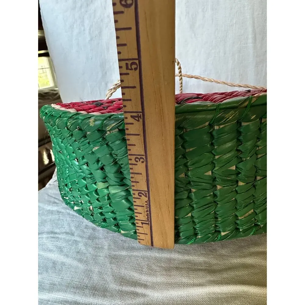 Straw Purse Watermelon Shoulder Crossbody Red fun handmade summer unique woven
